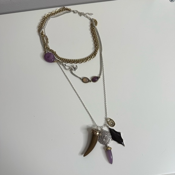 Free People Zella Layered Necklace Gold Silver - NWOT - Picture 3 of 7